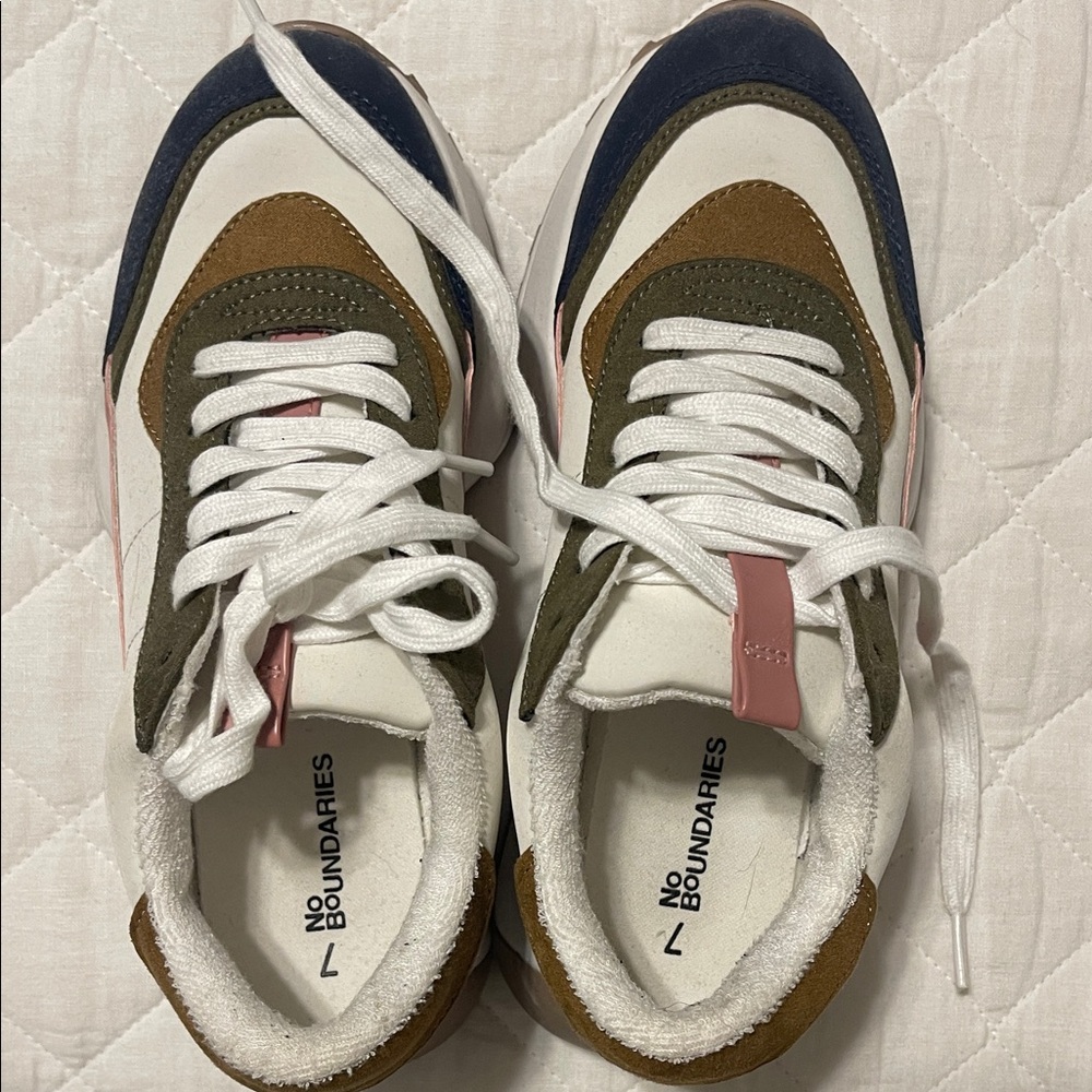 No Boundaries White and Blue Sneakers